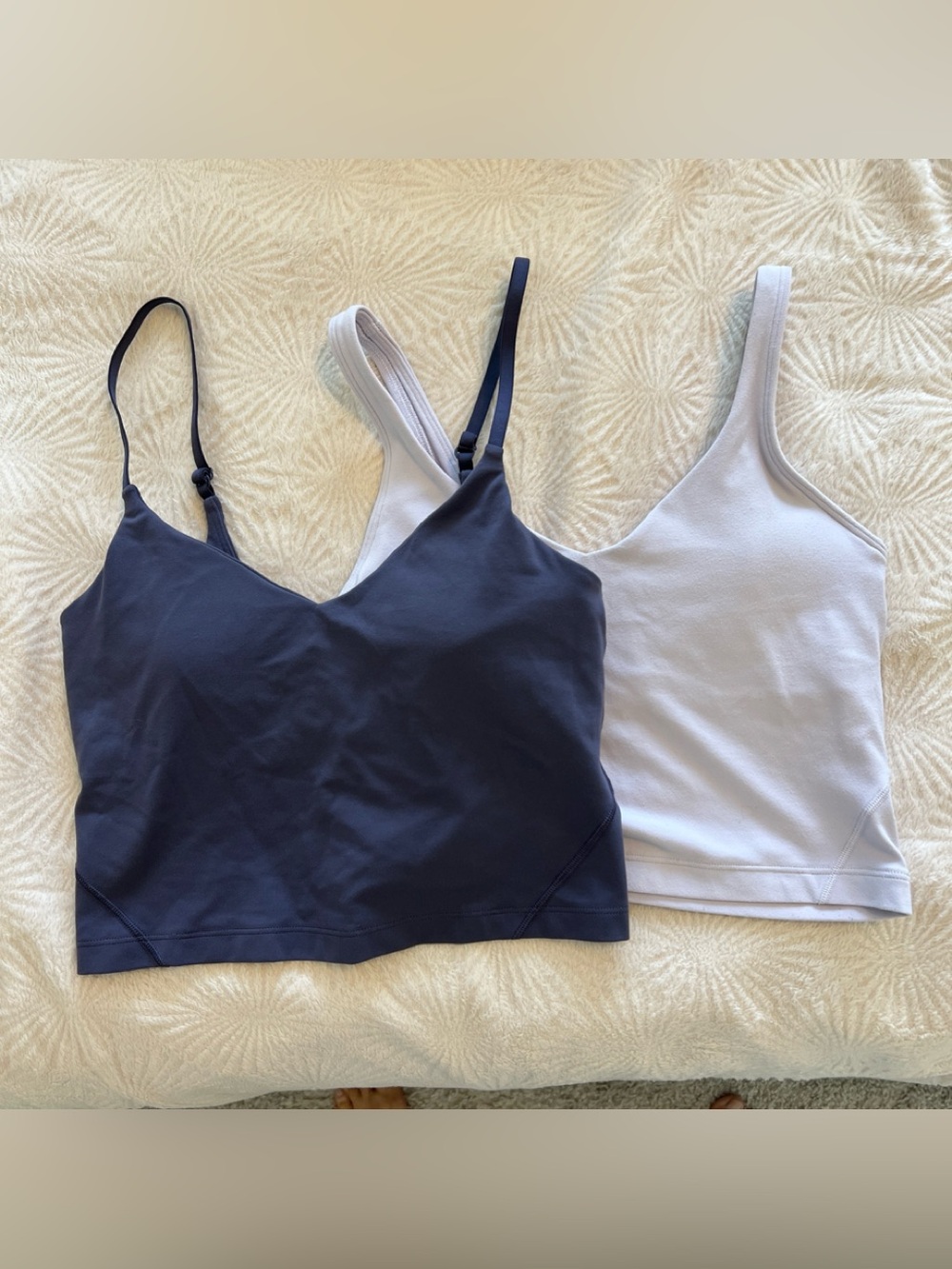 Lululemon purple lavender bralette, cropped tanks 2,4
